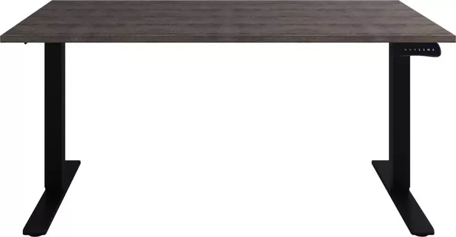 Offeco Zit sta Bureau  Verstelbaar bureau  120 x 80  Logan eiken  Zwart onderstel 2 motoren-- blad- onderstel- x80